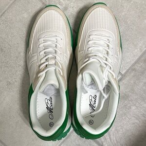 NWOT Fashion Nova White and Green Sneakers